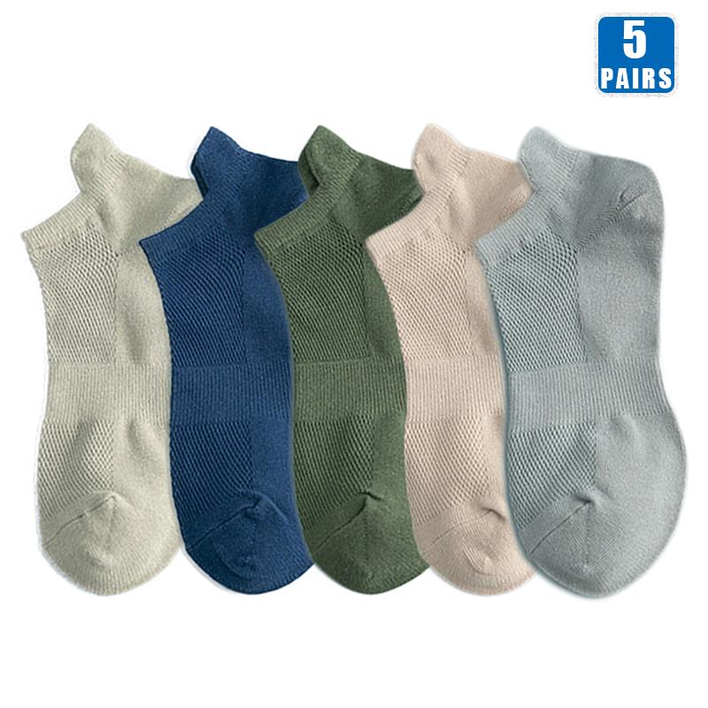 5 Pairs Men Cotton Short Sock Crew Ankle High Quality Breathable Summer Women Compression Casual Soft Solid Color Socks for Male
