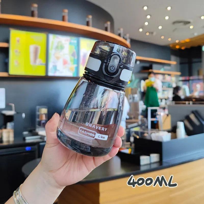 400ml Mini Big Belly Cup Plastic Water Bottle with Straws Sports Water Bottle Portable Leakproof Water Cup Student Girl Gift