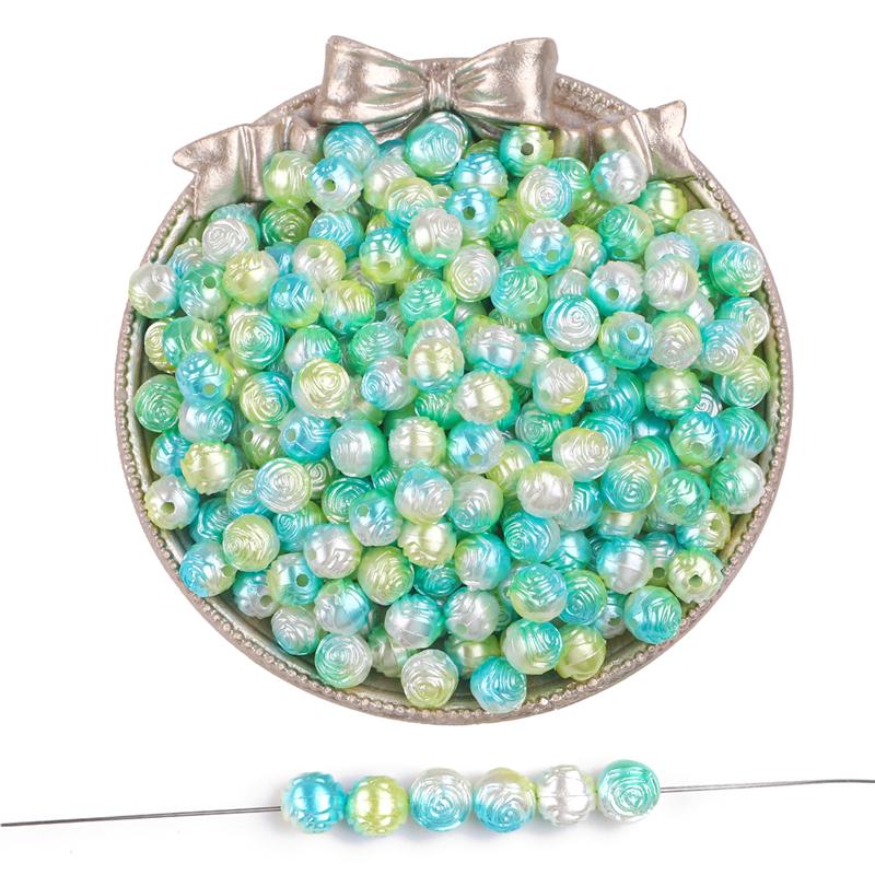 100pcs/bag Color Gradient Rose Beaded DIY Handmade Bracelet Necklace Earrings Jewelry Accessories