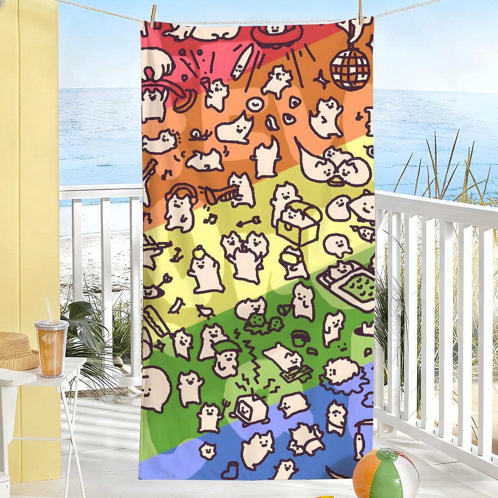 Cute E-EverydayOneCat Fashion Towel Soft Pool Gift For Travel Gym Shower Camping Quick Dry Sports Large Beach Towels