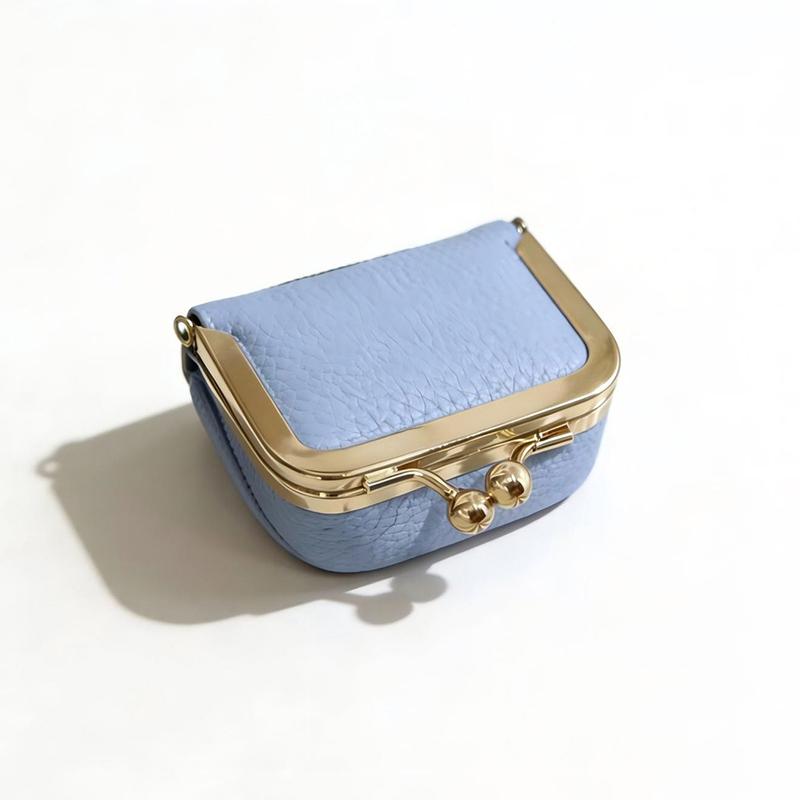PU-Leder Kiss Lock Münzbörse Unifarbene Multifunktionale Mini Kleine Gegenstandstasche Schmucktasche Quadratisch Schlüssel Lippenstifte Ohrringe