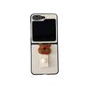 Bear Ring Buckle Mobile Phone Case for Samsung Zflip6 Folding Screen Flip Zflod Leather Case Pocket2 Light Luxury