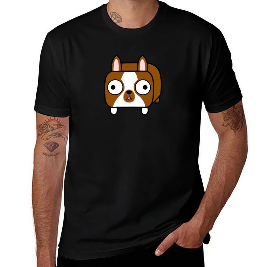 Boston Terrier Loaf - Red Brown and White Dog T-Shirt Stretch Fabric Comfort T-Shirt