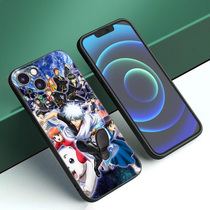 Anime Gin Tama Phone Case For Apple iPhone 12 13 Mini 11 14 15 Pro Max 7 8 Plus X XR XS SE 2020 2022 Black Silicone Case