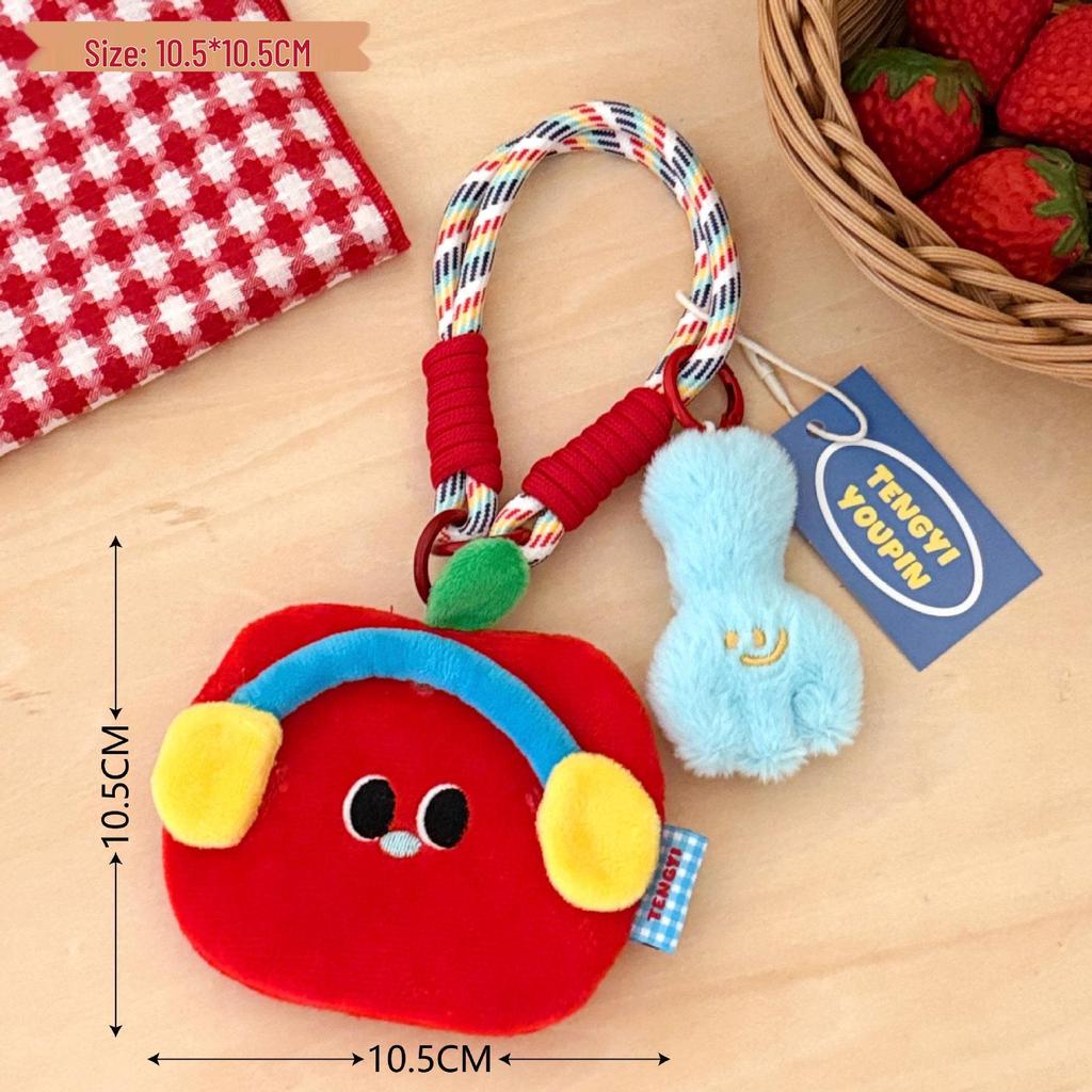 Creative Plush Cherry Coin Purse & Pendant - Animal Design, Earphone Storage, Backpack Decoration for Girls
