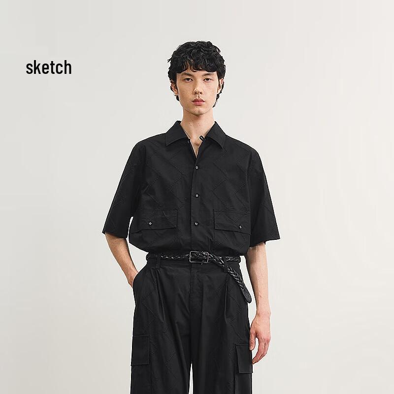 

CROQUIS Men s Loose-fit Short-Sleeve Lapel Shirt M