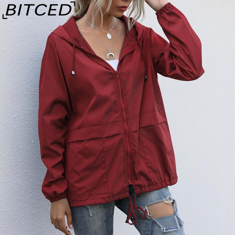 BITCED Women's Zipped Hooded Jacket Lightweight Outdoor Hiking Rainproof Jacket