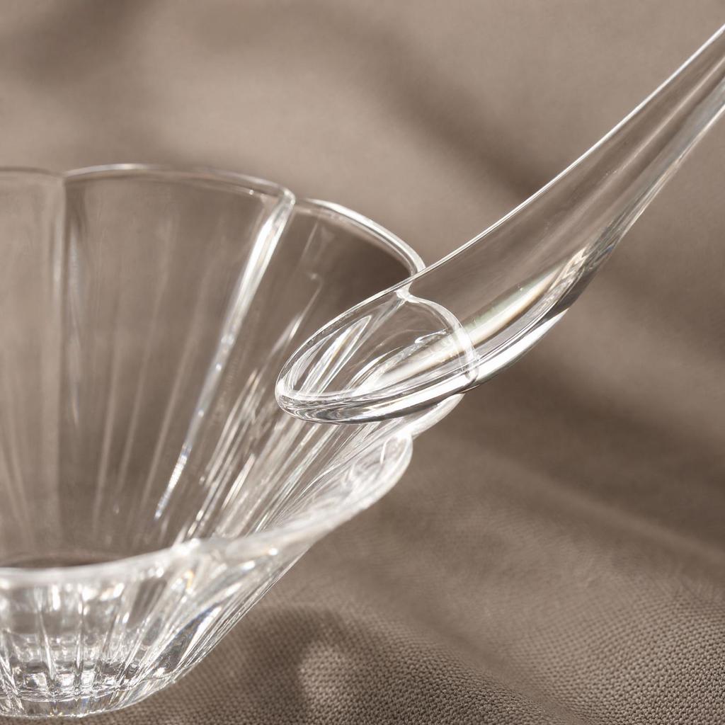lobedRim Glass Serving Bowl Transparent for Buffet