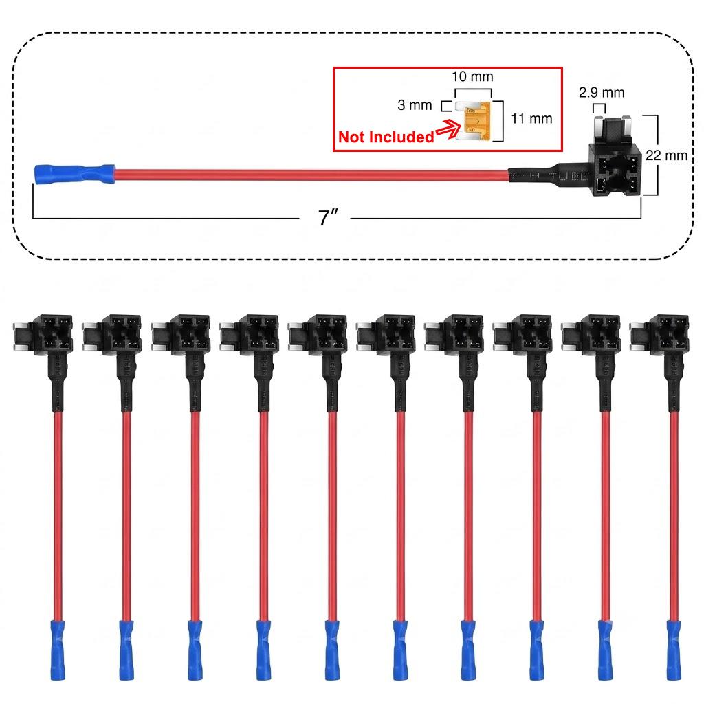 10pcs 12V Car Fuse Holder Add-a-circuit TAP Adapter Micro Standard ATM APM Blade MINI Medium Simple Safety Device Auto Fuse Fuse Holders1