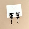 Simple Black Cat Earrings Cute Cartoon Earrings Fashion Black Cat Ear Studs  Girl