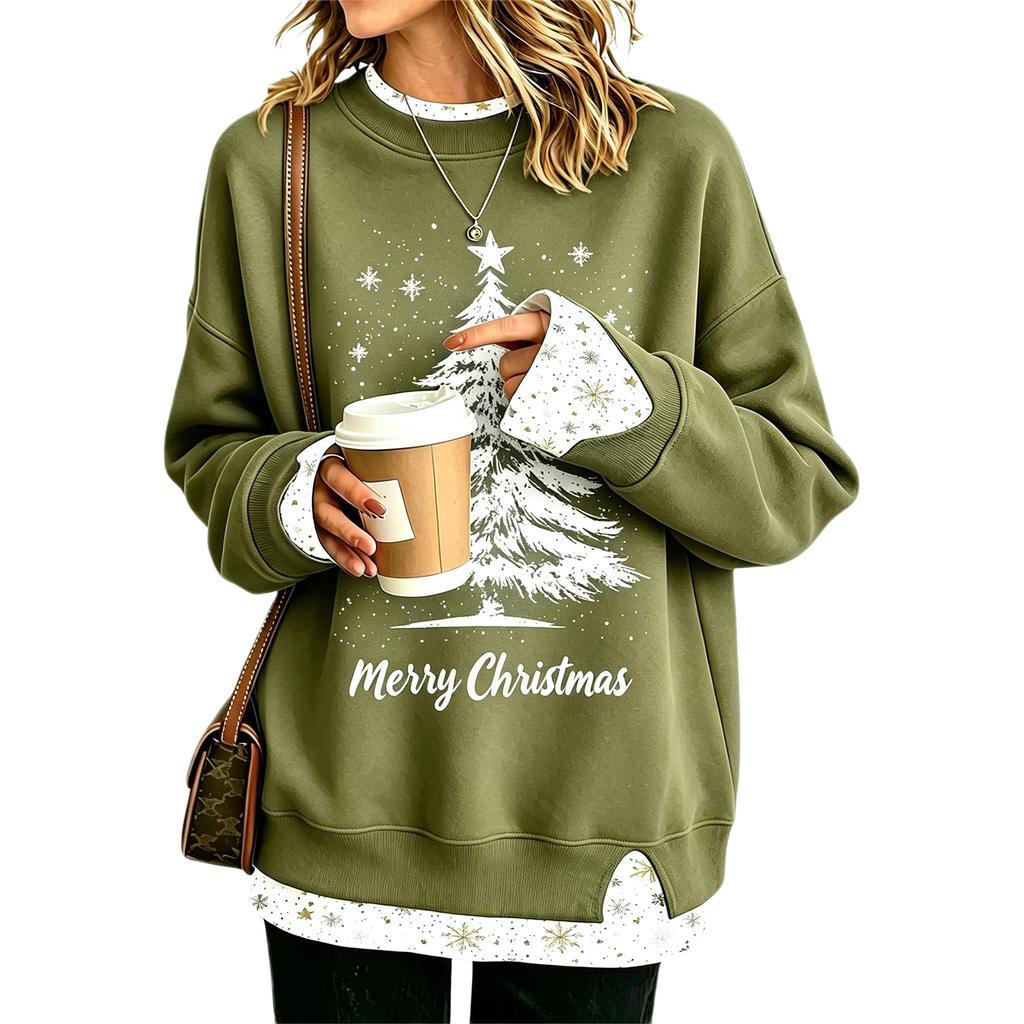 Women's Casual Printed Long Sleeve Sweatshirt Loose Fit Pullover Top