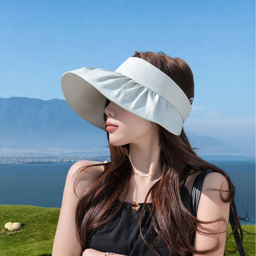 Summer Sun Hat Shell Hat Vinyl Sunscreen Hat Sun Hat Women'S Casual Fashion Empty Top Hat Big Brim