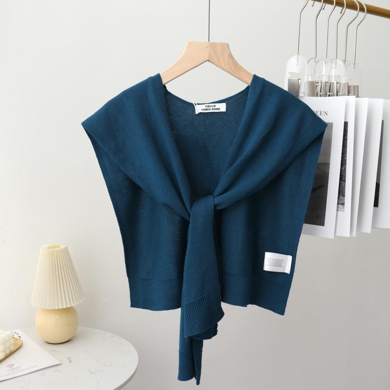 Korean Summer Air Conditioning Fake Collar Neck Guard Scarf Female Knit Thin Autumn Knotted Cape Sunscreen Shawl For Women