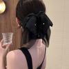 Large Summer Lace Edge Bow Claw Clip Hair Accessory for Women - Multi-Layer Feather Design