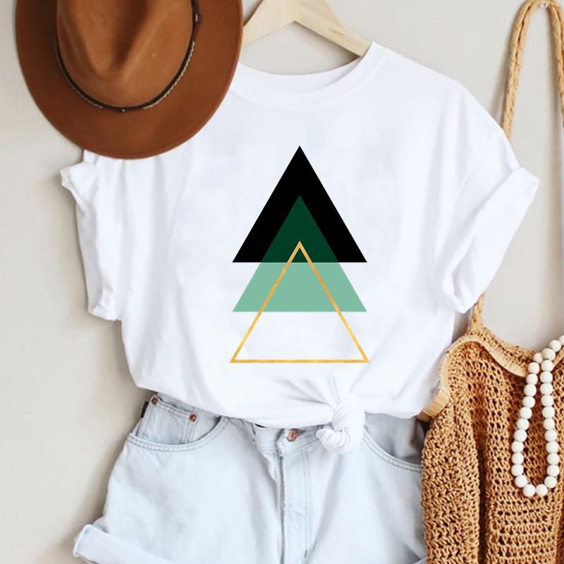 Fashion Casual Landscape Mountain Graphics Womens T-Shirt 90S Summer Blouse Loose White Short Sleeve O-Neck Female Tops Clothing