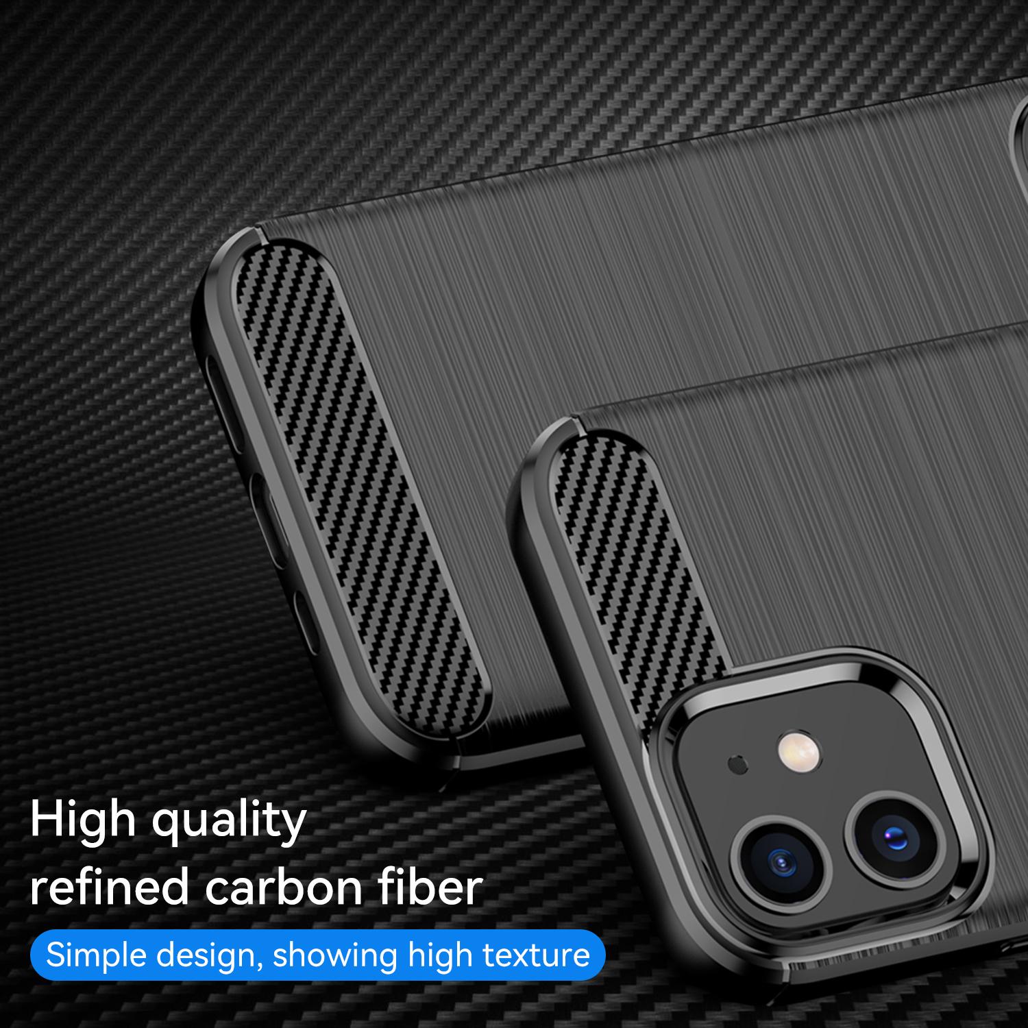 

1.8mm Carbon Fiber Brushed Texture Heat Dissipation Back Case Flexible TPU Cover for iPhone 12 mini 5.4 inch Black