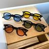 Korean Yellow Round Frame Black Sunglasses Women'S Retro Personalized Sunglasses Trendy Transparent Marine Sunglasses