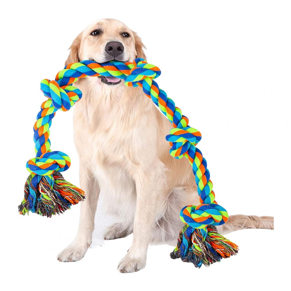 

Christmas Dog Rope Toy 5 Knots Tough Tug Toy Rope Indestructible Dog Chew Rope Toy For Aggressive Chewers Dog Tug рожевий