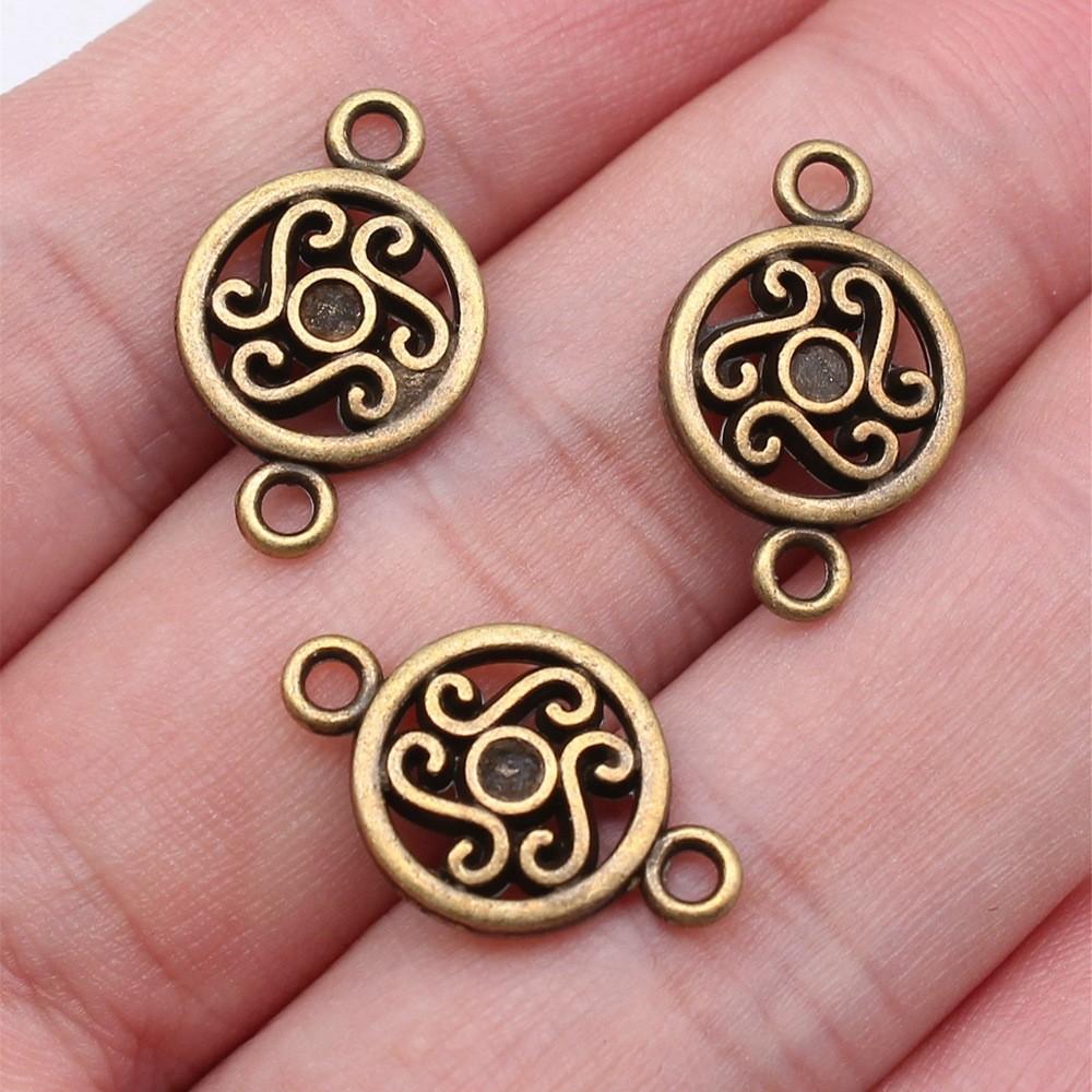 Flower Petal Connectors Botanical Themed Antique Bronze Zinc Alloy Jewelry Making Connect Charms Extender Connectors