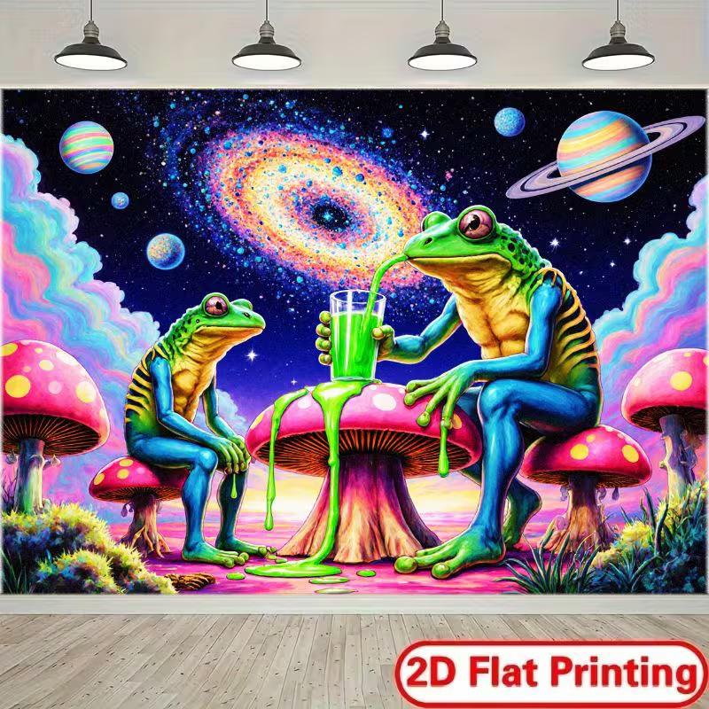 

2D Psychedelic Frog Galaxy Backdrop for Halloween & Themed Parties 47.2x31.5inch/120*80cm