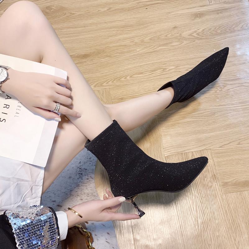 Autumn New Korean Version Of Fashion Temperament Versatile Pointed Toe Thin Heel Lnternet Celebrity Trend High-heeled Boots