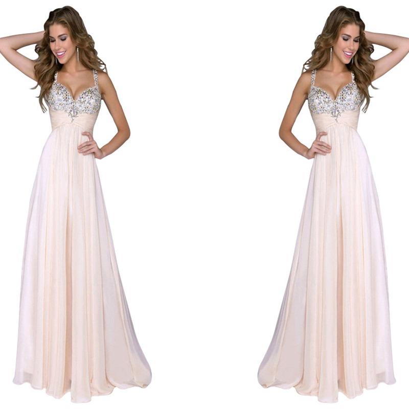 Women's Evening Dress Wish Chiffon Sequined Suspender Dress