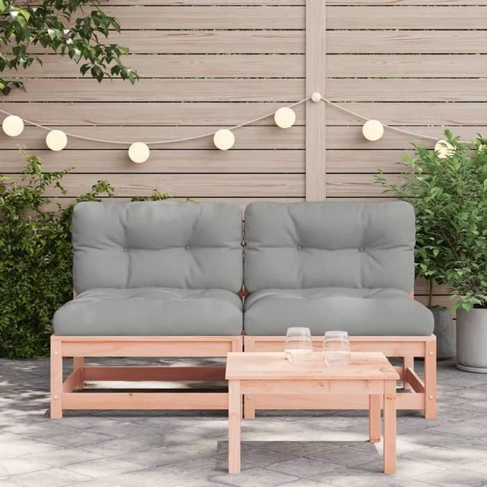 VidaXL Canapés de Jardin sans Accoudoirs avec Coussins 2 pcs, Sièges avec Dossier, Meubles de Terrasse Patio Extérieur, Bois 838091
