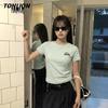 TonLion Women's Slim-Fit Letter Graphic Short Sleeve T-Shirt