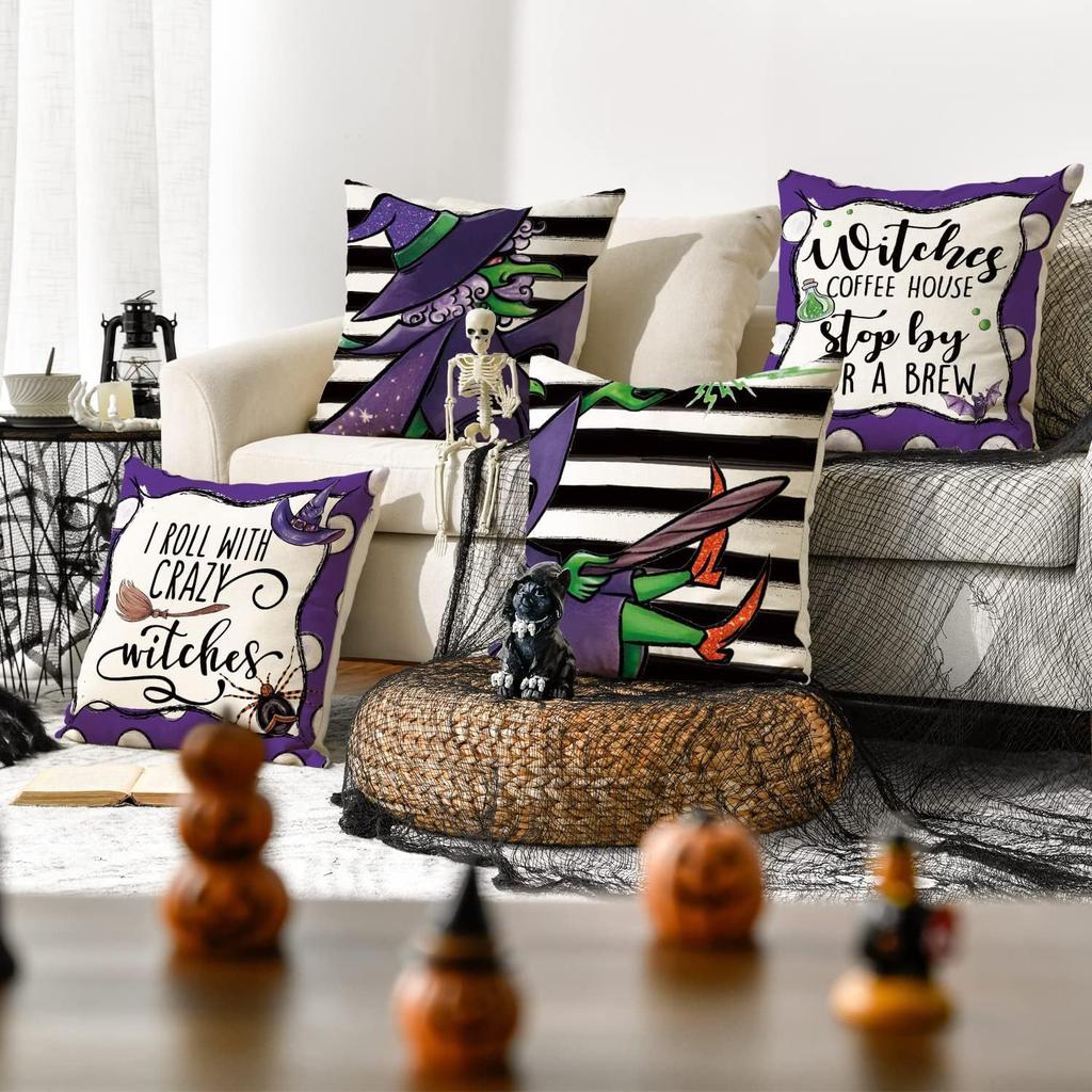 Neue Halloween Dekoration Zuhause Leinen Kissenbezug Lustiger Kürbiskopf Sofa Kissenbezug Kombination