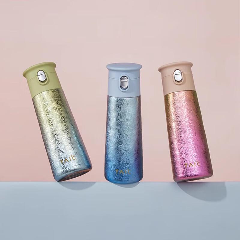 TAIC Pure Titanium Insulated Water Bottle with Crystal Flip Lid