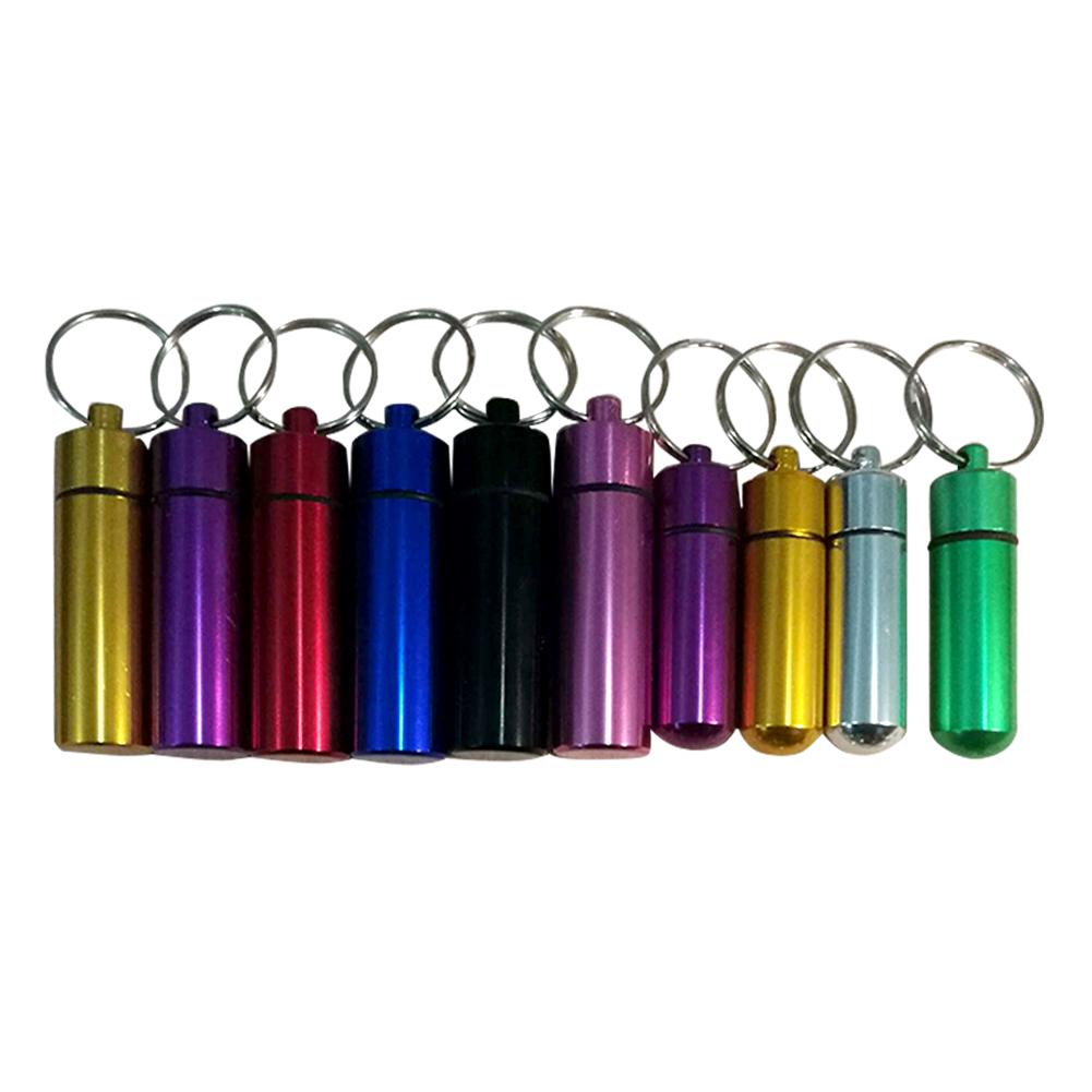 

Mini Waterproof Pill Box Case Portable Outdoor Aluminum Pills Bottle Stash Holder with Keychain random 14mm * 48mm#1