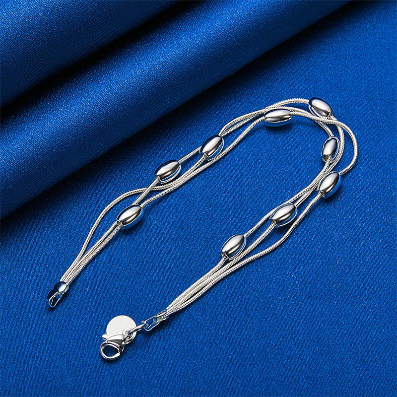 925 sterling silver 8-inch exquisite tassel round bracelet, fashionable women's wedding party jewelry accessories