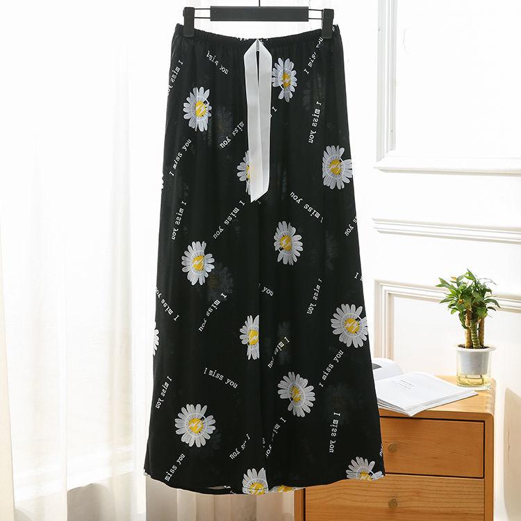 Women's Spring and Summer Plus Size Printing Long Pants Female Elastic Waist Loose Casual Thin Trousers
