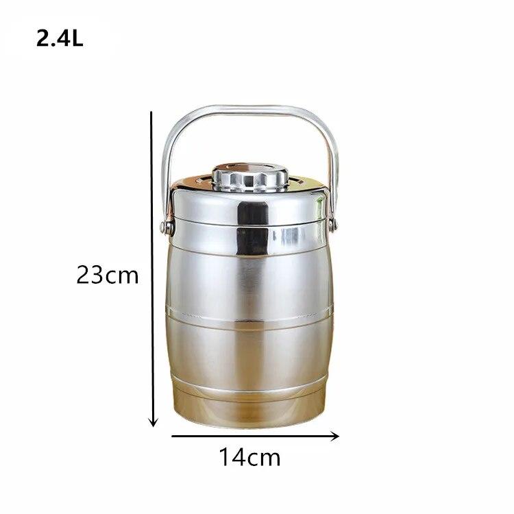 

Двухслойный вакуумный ланч-бокс для пикника из нержавеющей стали, горшок для сохранения тепла 2.4L серебряный