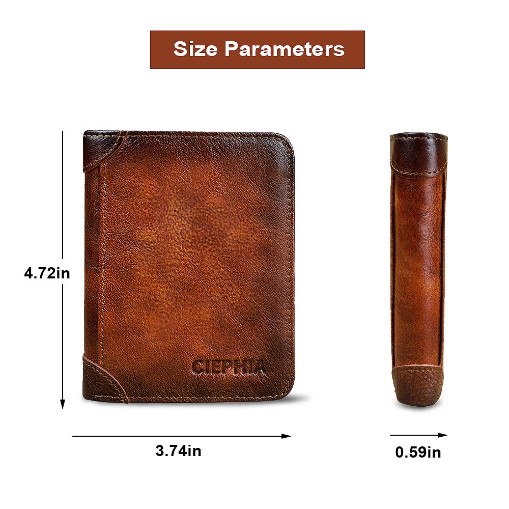 Genuine Leather  Protection Wallets for Men Vintage Thin Short Multi Function ID Credit Card Holder Money Bag