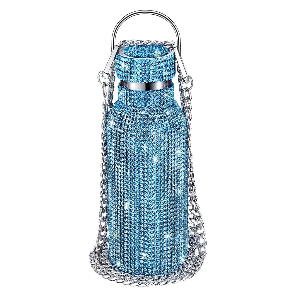 350ml/500ml/750ml Bling Diamond termosky Přenosná třpytivá štrasová láhev na vodu Crossbody termoláhev z nerezové oceli