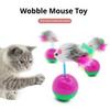 Pet Toy Interactive Tumbler Mouse Shape Plush Feather Tail Cat Toy Reduces Anxiety Boredom Independent Cat Toy