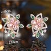 Luxury Female Cute Crystal Blue Zircon Stone Flower Stud Earrings Vintage Silver Color Wedding Fashion Jewelry For Women