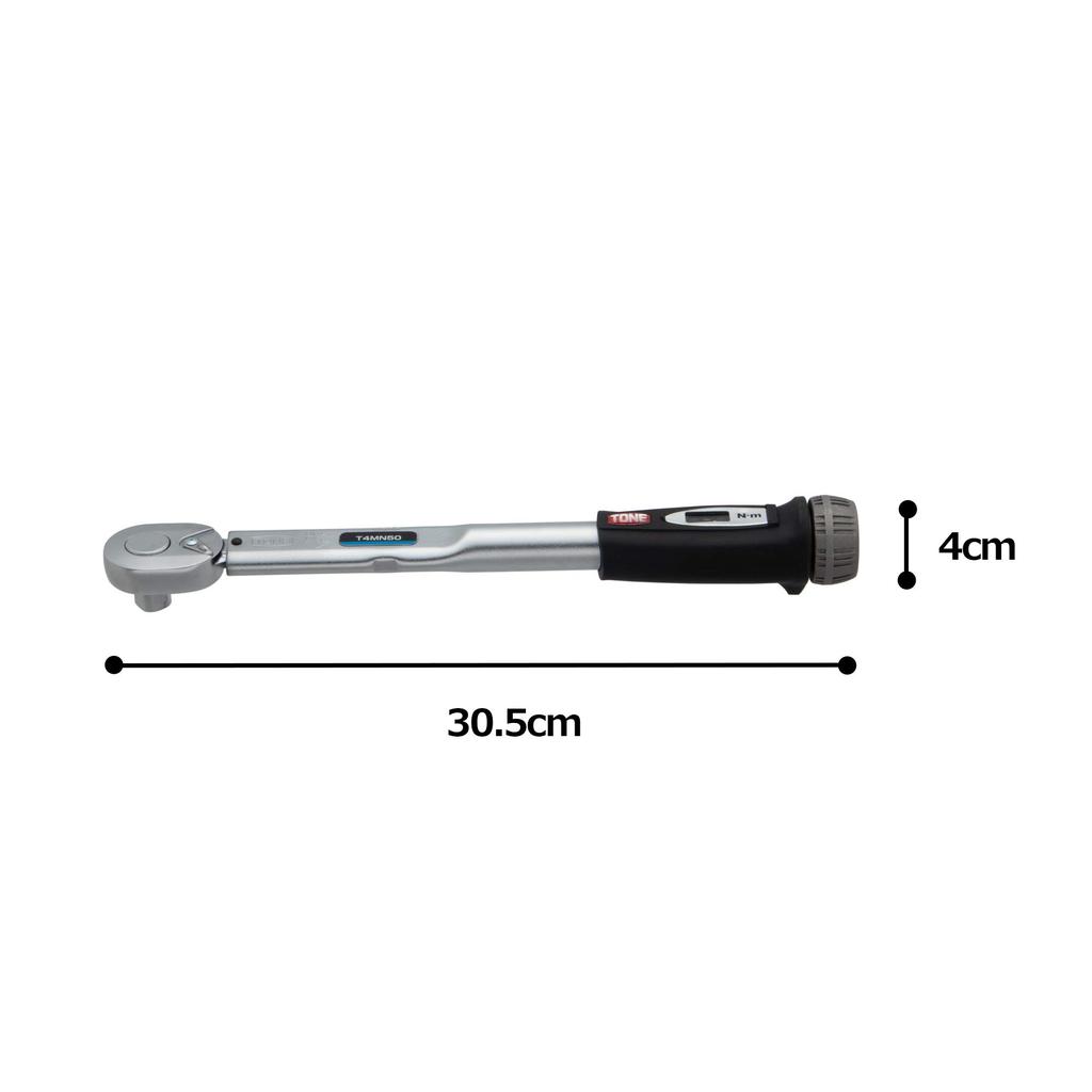 TONE Preset Torque Wrench Set (Direct Type), T4MN50-QL, 12.7mm (1/2") Drive, Black, 50N·m