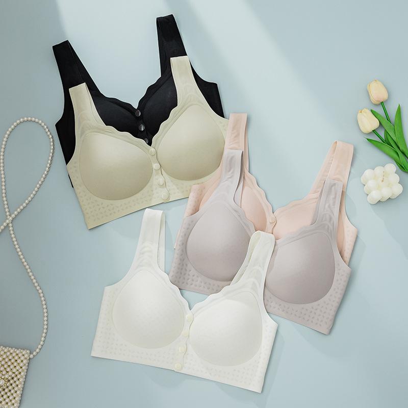 Full cup front buckle bra without steel ring large size middle-aged and elderly bra comfortable and breathable sleep