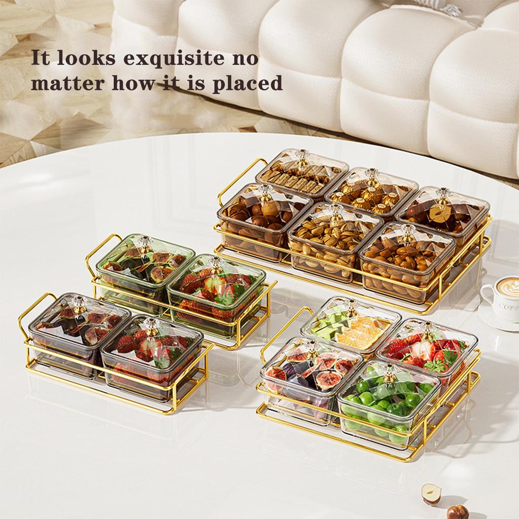 2/4/6 Grids Nut & Candy Storage Box Transparent Dried Fruit Plate Dessert Tray Space-Saving Snack Tray for Wedding New Year