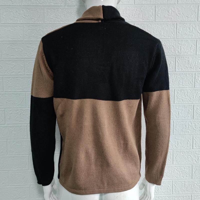 2025 Sweater Cardigan Color Block Button Long Sleeve Knitted Jacket