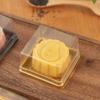 50 Piezas Transparente Dorado Cuadrado Plástico Postre Huevo-Yema-Bocadillo Caja Empaque Pastel de Luna Contenedor Pastel de Luna para Horneado Empaque de Alimentos