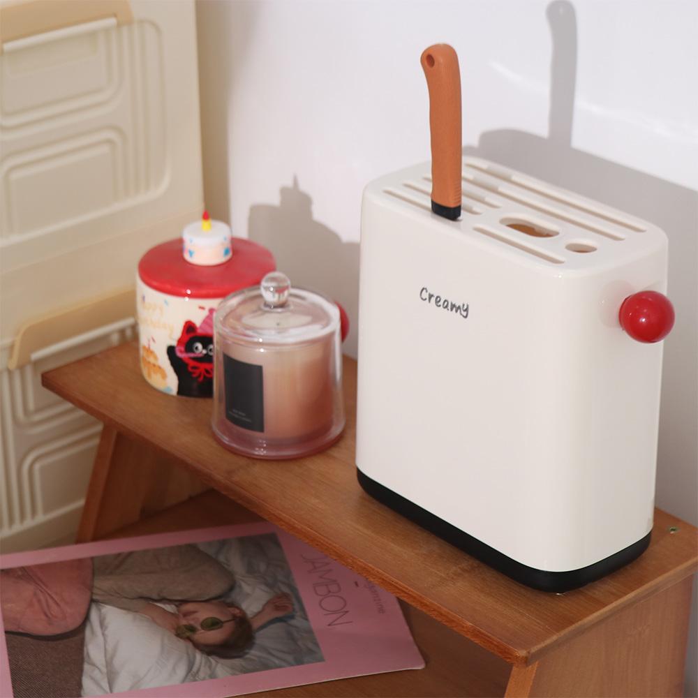 Space Saving Kitchen Cutlery Holder Plastic Cutlery Drying Rack Dopamine Knives Rack  Countertop