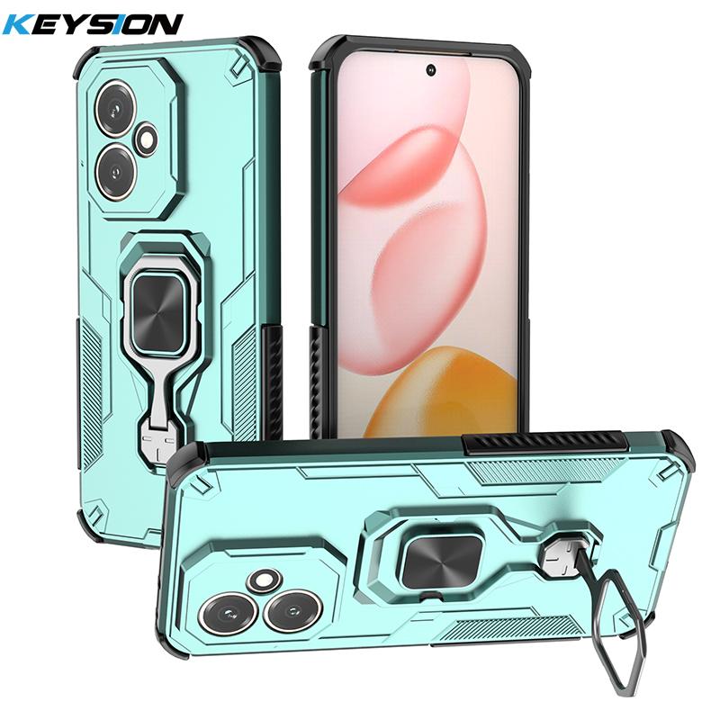 KEYSION Shockproof Armor Case for HONOR 400 Pro 5G Silicone+PC Upright Metal Live Ring Stand Phone Cover for Huawei Honor 400 5G