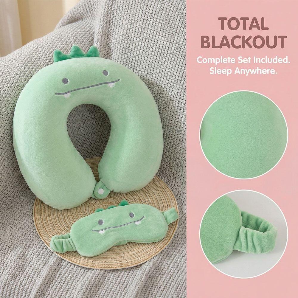Support Travel Neck Cushion Portable Eye Mask Cute Neck Support Pillow  Office Nap