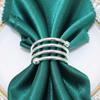 6pcs Gold/Silver Spring Shape Napkin Ring Double Beads Metal Christmas Napkin Buckle Reusable Serviette Ring Wedding
