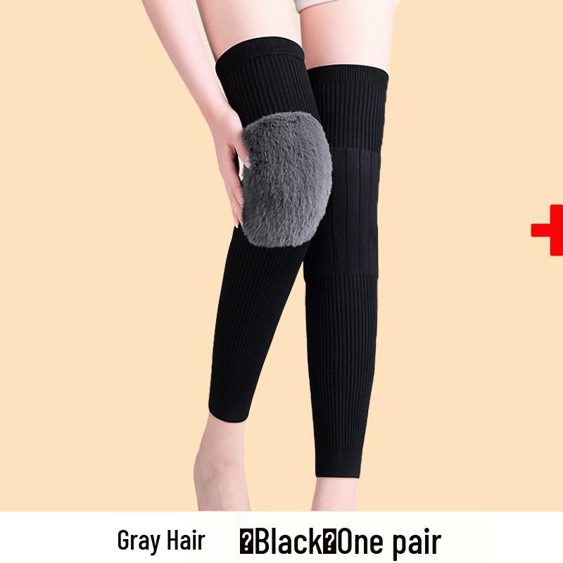 Elastic Knit Long Strapped Knee Pads for Cold Protection and Sports - Cashmere for Autumn/Winter