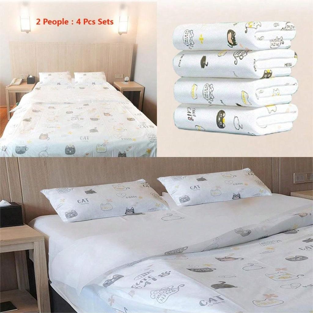 4 Stück Einweg-Bettlaken King-Size, Einweg-Spannbettlaken Reisebettwäschebezug für Hotel, Einweg-Reisebettlaken