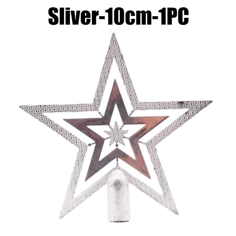 Christmas Tree Topper Star Shiny Glitter Ornament for Xmas Tree Decorations Hanging Pendant Home Holiday Party Supplies